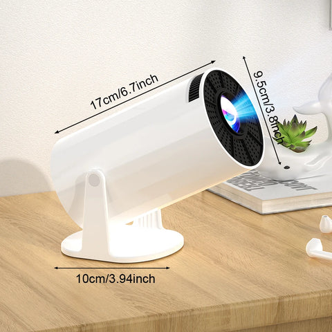 2025 New 4K Smart Android Projector - 180 °   Rotating Stand + Auto Keystone, Home/Office/Camping All-In-One - Wifi/Bluetooth Dual