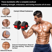 Adjustable Dumbbell to Barbell Fitness Set – 44lbs Anti-Slip Grip, 3-in-1 Home Gym Strength Training Barbell Weight Set