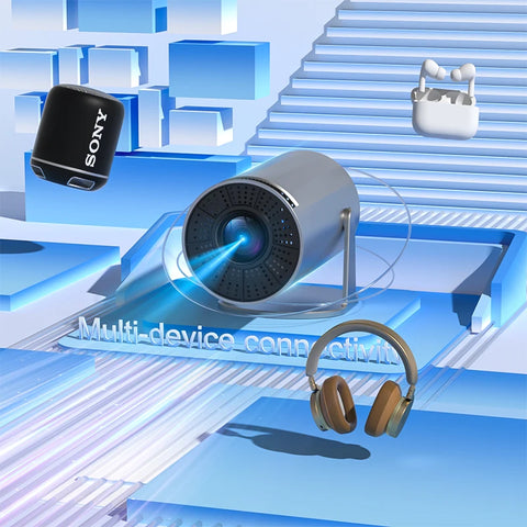 2025 New 4K Smart Android Projector - 180 °   Rotating Stand + Auto Keystone, Home/Office/Camping All-In-One - Wifi/Bluetooth Dual