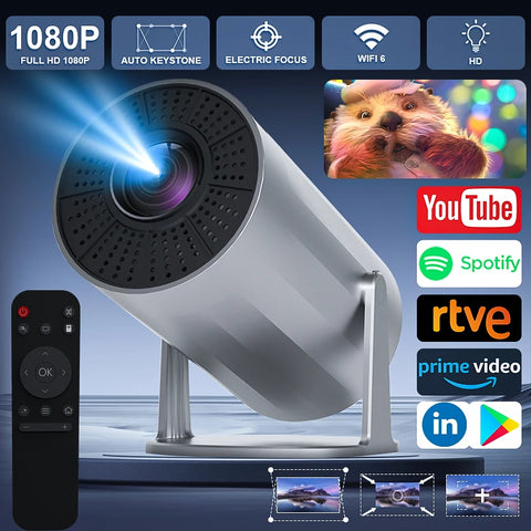 2025 New 4K Smart Android Projector - 180 °   Rotating Stand + Auto Keystone, Home/Office/Camping All-In-One - Wifi/Bluetooth Dual
