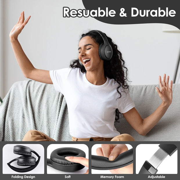 Siindoo Wireless Bluetooth Headphones JH-919 Foldable Stereo Earphones Super Bass Noise Canceling Mic Headset For TV PC Black