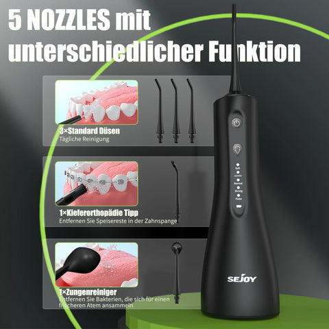 SEJOY Water Flosser Professional For Teeth, Gums, Braces, Dental Care, Electric Power With 5 Settings, 5 Tips For Multiple Users