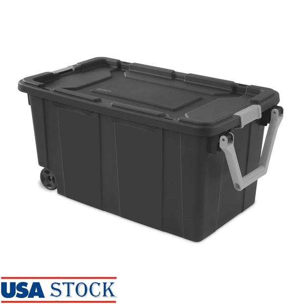 Extra Large 40 Gallon Wheeled Storage Bin Durable Plastic Container with Drip Resistant Lid Ergonomic Handle Easy Transport