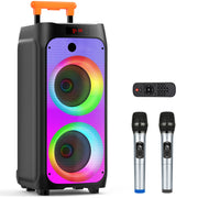 T8Karaoke Machine,Portable Bluetooth Speaker with 2 Wireless Karaoke Microphones, Karaoke Machine for Adults Kids for Home Party