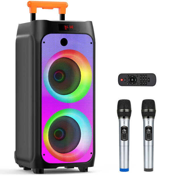 T8Karaoke Machine,Portable Bluetooth Speaker with 2 Wireless Karaoke Microphones, Karaoke Machine for Adults Kids for Home Party