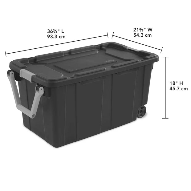 Extra Large 40 Gallon Wheeled Storage Bin Durable Plastic Container with Drip Resistant Lid Ergonomic Handle Easy Transport