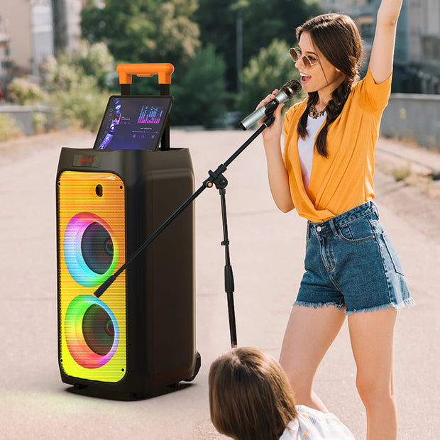 T8Karaoke Machine,Portable Bluetooth Speaker with 2 Wireless Karaoke Microphones, Karaoke Machine for Adults Kids for Home Party