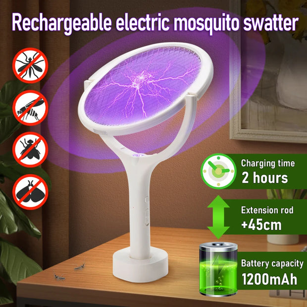 6 in 1 3500V Multifunctional Mosquito Killer Adjustable Mosquito Swatter USB Rechargeable Fly Trap Household Tool