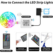 Led Lights for Bedroom 50FT RGB Led Strip Lights Color Changing Indoor Music Sync Led Light Strip with Remote App Control DIY F