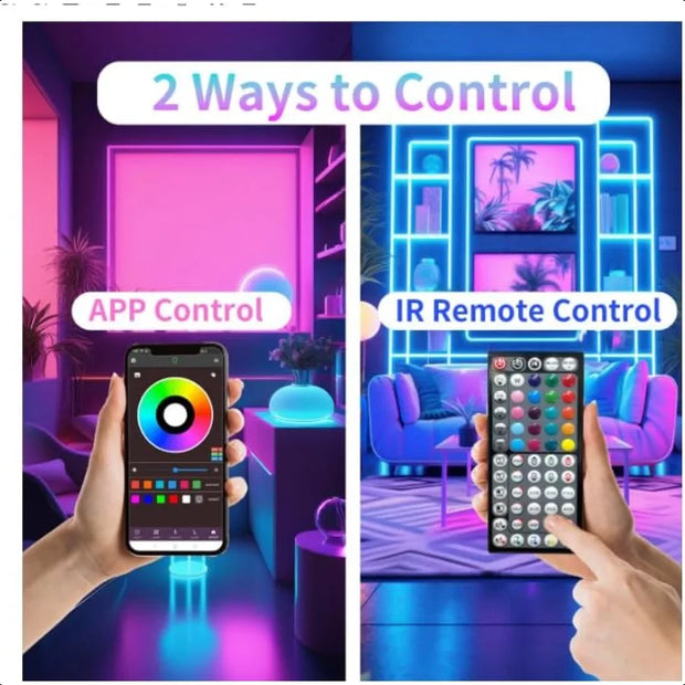 Led Lights for Bedroom 50FT RGB Led Strip Lights Color Changing Indoor Music Sync Led Light Strip with Remote App Control DIY F