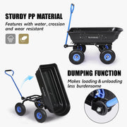 Roomark Garden Dump Cart w/ Quick Release System 600lb Yard Cart Heavy Duty Poly Yard Dump Wagon w/ Adjustable Handle 10in Tires