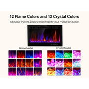 Electric Fireplace Insert 30 Realsmart 1500W Wall Mounted Electric Fireplaces with Recessed Heaters, Remote Control, Slim Black