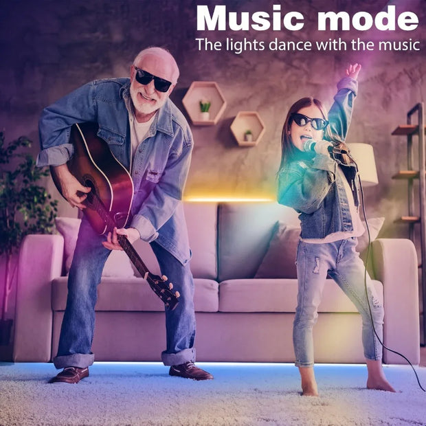 Led Lights for Bedroom 50FT RGB Led Strip Lights Color Changing Indoor Music Sync Led Light Strip with Remote App Control DIY F