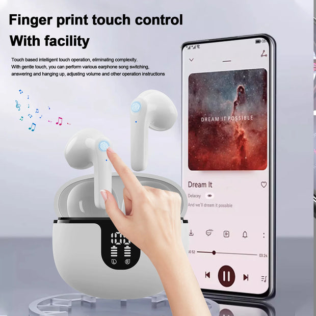 Wireless earphones with microphone, long-lasting battery and charging case design, suitable for in-ear use of gaming music