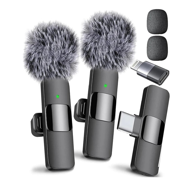 Lavalier Microphone Wireless Audio Recording Mic Type-C Charging Portable Noise Canceling Microphone for iPhone PC Tablet Camera