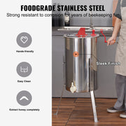 SucceBuy Manual Honey Stainless Steel Beekeep Extractor Honeycomb Drum Spinner with Lid Adjustable Apiary Centrifuge Equipment