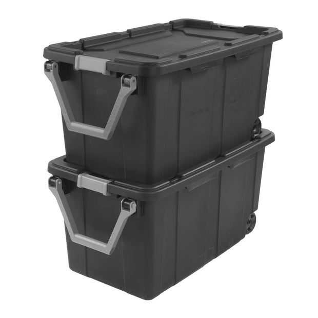 Extra Large 40 Gallon Wheeled Storage Bin Durable Plastic Container with Drip Resistant Lid Ergonomic Handle Easy Transport