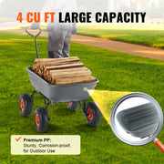 SucceBuy Dump Cart Poly Garden Dump Cart Easy to Assemble Steel Frame Dump Wagon with 2-in-1 Convertible Handle Safe Transport