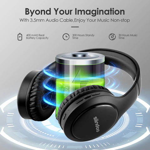 Siindoo Wireless Bluetooth Headphones JH-919 Foldable Stereo Earphones Super Bass Noise Canceling Mic Headset For TV PC Black