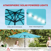JHK 10FT Outdoor Solar Patio Sunshade Umbrella with UV-Resistant 32 LED Lights Umbrella with Tilt and Crank for Backyard Garden