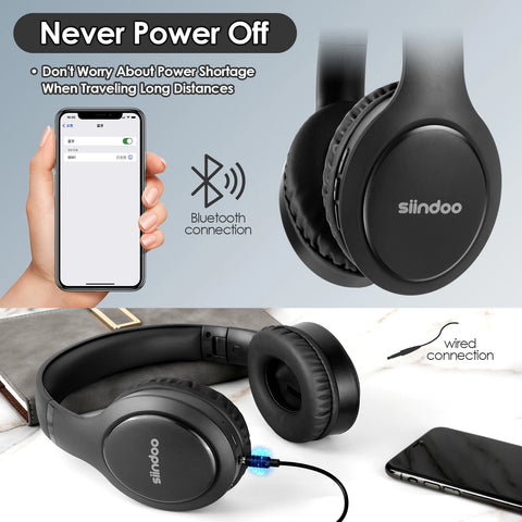 Siindoo Wireless Bluetooth Headphones JH-919 Foldable Stereo Earphones Super Bass Noise Canceling Mic Headset For TV PC Black