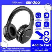 Siindoo Wireless Bluetooth Headphones JH-919 Foldable Stereo Earphones Super Bass Noise Canceling Mic Headset For TV PC Black