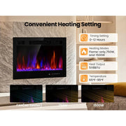 Electric Fireplace Insert 30 Realsmart 1500W Wall Mounted Electric Fireplaces with Recessed Heaters, Remote Control, Slim Black