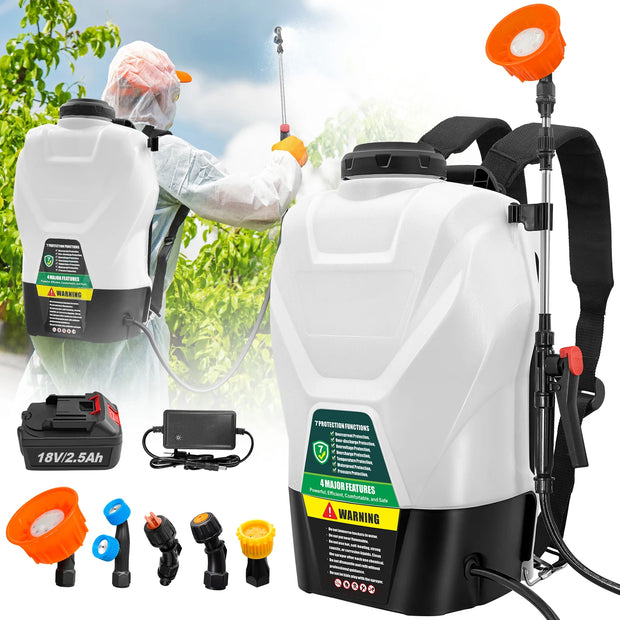 4 Gallon Backpack Sprayer 16L Battery Powered Garden Sprayer 75 PSI Electric Sprayer 2.5Ah Battery&Charger included