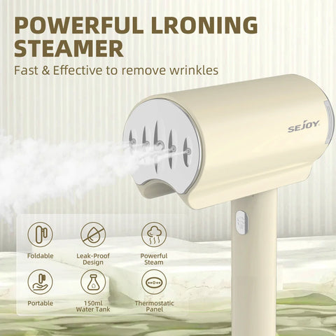 Sejoy Handheld Garment Steamers for Clothes Portable Travel Garment Steamer Fast Heating Fabric Wrinkles Remover