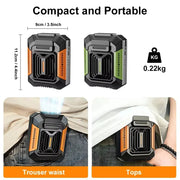 HOMFISH Personal Belt Clip Fan Portable Power Bank Flashlight Wearable Fan Hanging Neck Fan for Outdoor Works Hiking Camping