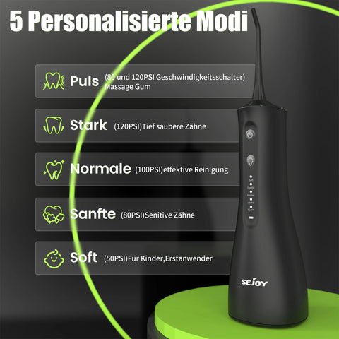 SEJOY Water Flosser Professional For Teeth, Gums, Braces, Dental Care, Electric Power With 5 Settings, 5 Tips For Multiple Users