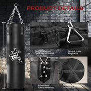 4ft Heavy Punching Bag Set for Adults with 12oz Boxing Gloves and MMA Karate Kickboxing Training Equipment for Home Gym Martial