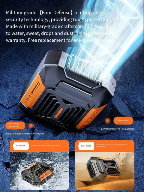 HOMFISH Personal Belt Clip Fan Portable Power Bank Flashlight Wearable Fan Hanging Neck Fan for Outdoor Works Hiking Camping