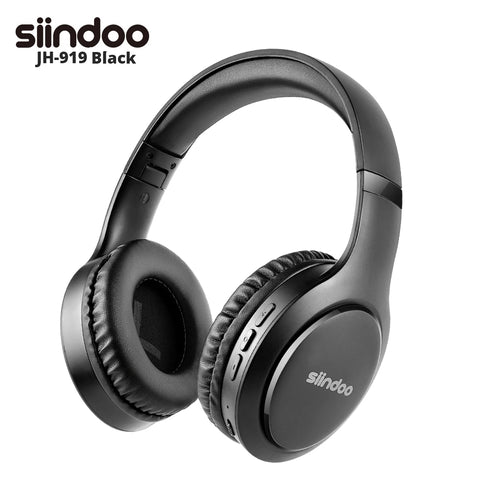 Siindoo Wireless Bluetooth Headphones JH-919 Foldable Stereo Earphones Super Bass Noise Canceling Mic Headset For TV PC Black