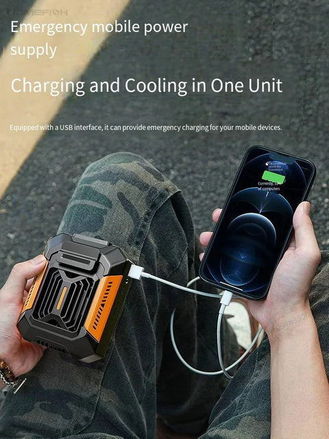 HOMFISH Personal Belt Clip Fan Portable Power Bank Flashlight Wearable Fan Hanging Neck Fan for Outdoor Works Hiking Camping