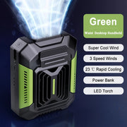 HOMFISH Personal Belt Clip Fan Portable Power Bank Flashlight Wearable Fan Hanging Neck Fan for Outdoor Works Hiking Camping