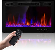 Electric Fireplace Insert 30 Realsmart 1500W Wall Mounted Electric Fireplaces with Recessed Heaters, Remote Control, Slim Black