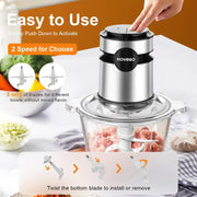Food Processor, 500W Electric Food Chopper with 2 Bowls (8 Cup+8 Cup) & 2 Bi-Level Blades&, Small Electric Grinder Meat Processo