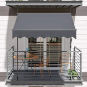 Awning Balcony Patio Retractable Awning UV50+ Sun Shade Awning Clamp Garden Sun Protection with Hand Crank Without Drilling